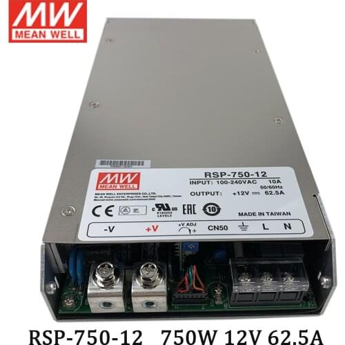 RSP-750-12 MEAN WELL Switching Power Supply 110V/220V AC to 12V DC 62.5A 750W Meanwell Transformer PFC programmable power supply
