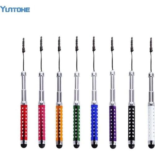 300pcs/lot Universal Crystal Retractable Capacitive Expandable Touch Stylus Pen for iPhone iPad iPod Samsung Smart Android Phone