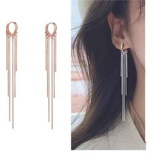 Vintage Rose Gold Long Tassel Earrings Female Party Accessories Trendy Silver 925 Sterling Earring Girl Drop Earring Charm Gift