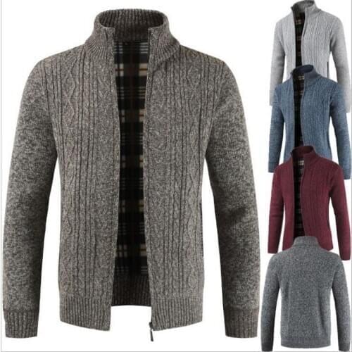 Knit Cardigan Fashion Loose Thick Sweater Jacket Mens Sweater Warm Sweater Coats High Neck Thick Knit Cardigan Jacket Cardigan
