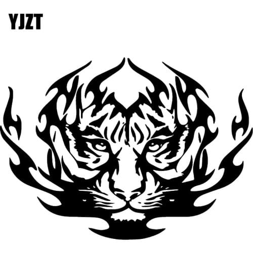 YJZT 18.3CM*13.2CM Fashion Tiger Flame Vinyl Decal Body Of Car Decoration Car Sticker Car Sticker Black/Silver C4-1033