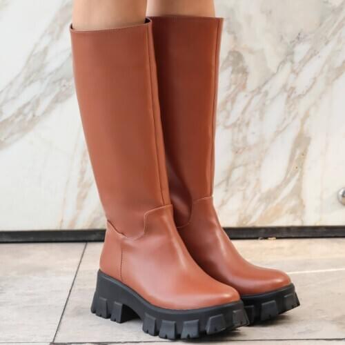 Mio Gusto Brand Tori, Black and Tan Colors 6Cm Platform Warm Winter Knee High Quality Women 's Boots , platform boots , women boots , goth , shoes for women 2020