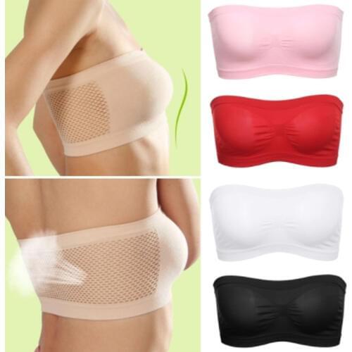 Women Seamless Tube Top Breathable Strapless Bandeau Bra Underwear without Pad -MX8