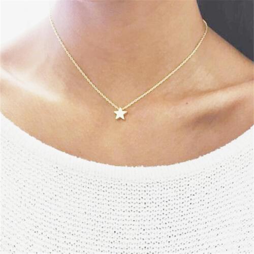 Tiny Gold Star Necklace For Women Short Link Chain Choker Star Necklaces & Pendants Simple Minimalist Everyday Jewelry Collier