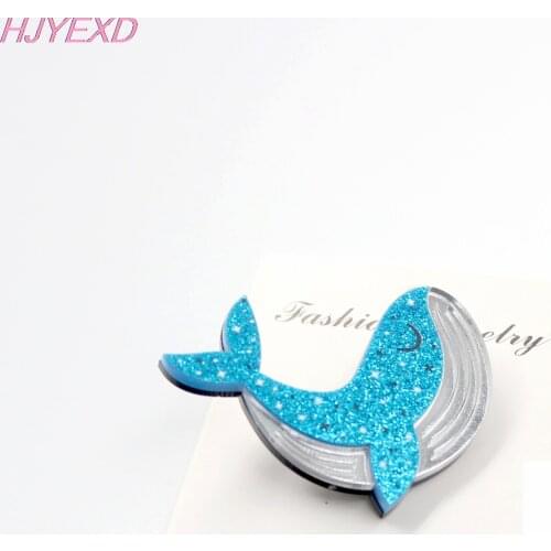 1pcs) Acrylic Blue whale Brooch (Safe Pin) Glitter Acrylic Brooch