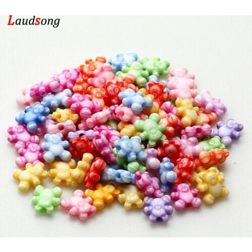 100pcs 8x9mm Multicolor Bear Spacer Beads Acrylic Beads For Jewelry Making Handmade Charms Necklace Bracelet Diy Accessories