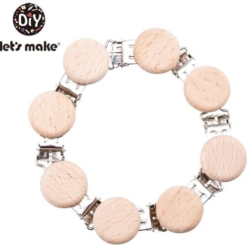 Lets Make Pacifier Clip Round 20PC Wooden Dummy Clip Neutral Gift For Pacifier Chain Baby Teether Wooden Baby Toy Custom Logo
