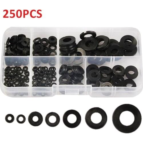 250pcs Nylon Flat Washer Assortment Kit m2 m2.5 m3 m4 m5 m6 m8 Screw/Bolt Flat Spacer Washer Seals Gasket Ring