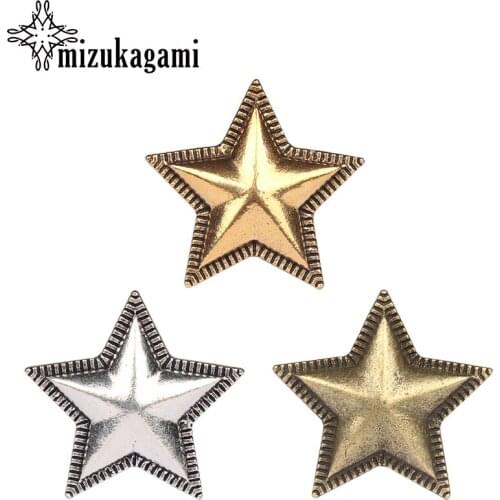 3pcs/lot 28MM Retro Zinc Alloy Golden/Silver/Bronze CONCHO Stars Pentagram Decorative Buttons Charms For DIY Accessories