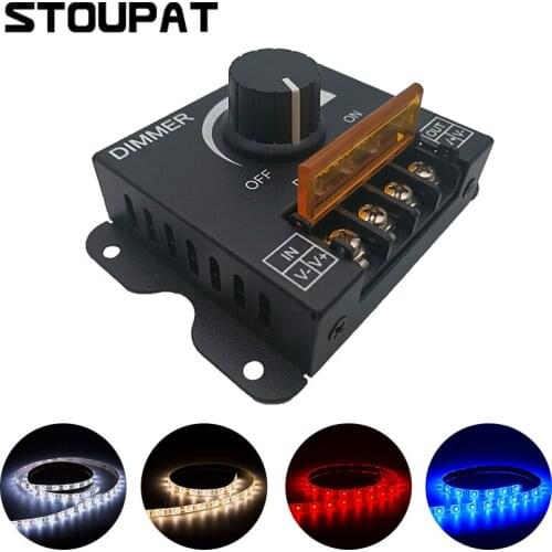 30A LED Strip Light Controller Dimmer Brightness Adjustment Knob Stepless Dimming Switch for 3528 5050 DC12-24V Tape Light Lamp
