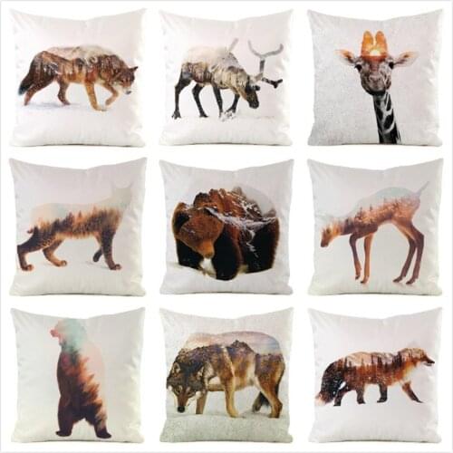 45cm*45cm **Shadow of Animals** Inimitated Silk Fabric Throw Pillow Covers Couch Cushion Cover Home Decorative Pillows
