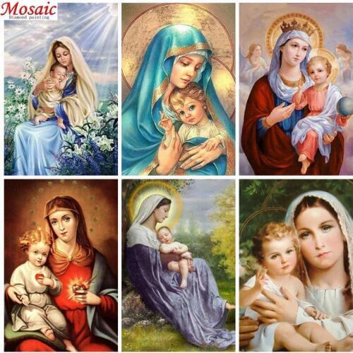 5D Diamond "Religion Icon" Diamond Embroidery Madonna,birth of Jesus Full Round/Square Diy Diamond Painting Cross Stitch Decor