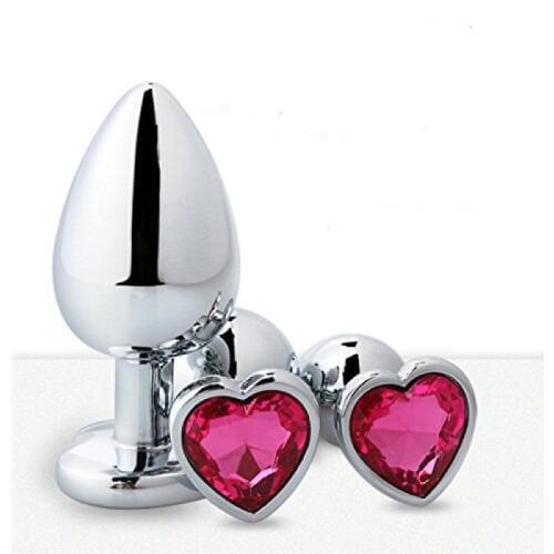 3pcs Pack Heart Shaped Stainless Steel Anal Butt Plug