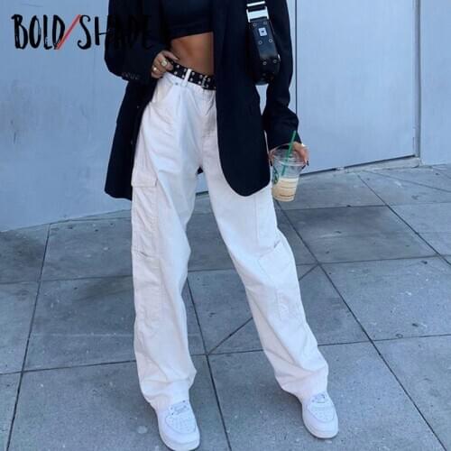 Bold Shade 90s Grunge Style Y2K Solid High Waist Denim Fashion Streetwear Jeans for Teen Girls Urban Trendy New Skater Trousers