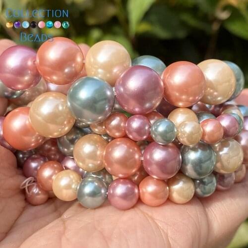 Natural Multicolor Shell Mother Of Pearls Loose Spacer Beads For Jewelry Making DIY Bracelet Necklace Accessories 6/8/10/12mm