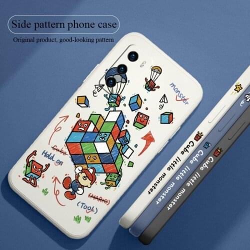 Monster Cube Phone Case For Huawei P40 P40Lite P30 P20 Mate 40 40Pro 30 20 Pro Lite P Smart 2021 Y7a Liquid Silicone Cover