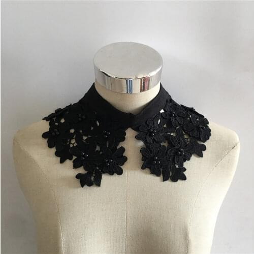 High Quality Lace Button Fake Collar ABS Pearl Collar DIY Embroidery Lace Polyester Lace Collar Decorative Clothes Accessories