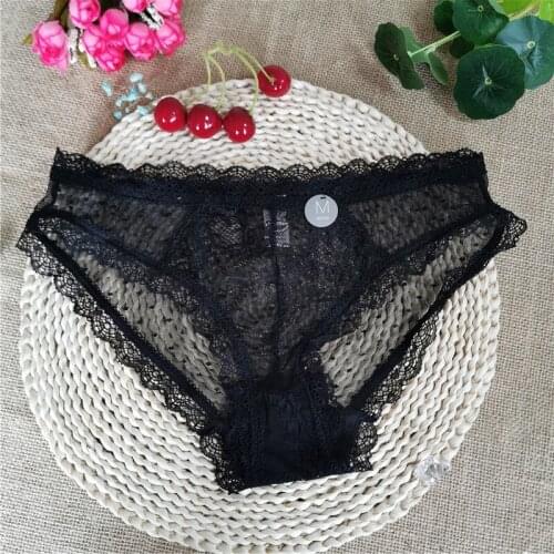 Black Underpants lace low waist, hot, transparent, traceless, ultra-thin sex, seduction, see-through cotton crotch pants