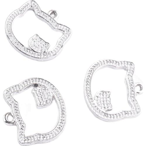 Decorative charm Cute cat Diamond-studded for DIY Handmade Jewelry Making Animal Pendant Charms Earrings Necklace Christmas gift