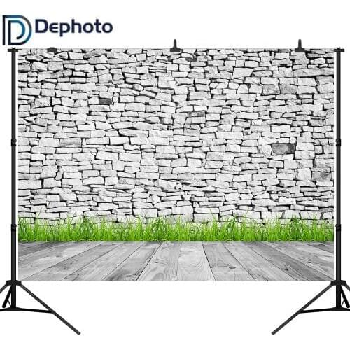 Dephoto Stone Wall Grass Wood Floor Photography Backgrounds Customized Photographic Backdrops For Photo Studio