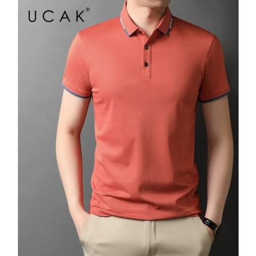 UCAK Brand Classic Solid Color Turn-down Collar Short Sleeve T-Shirts Summer New Streetwear Casual Cotton T Shirt Homme U5564