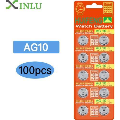 Hot Selling 1lot=10packs=100pcs AG10 LR1130 389 LR54 SR54 SR1130W 189 L1130 Button Cell coin battery for watch ,XINLU battery