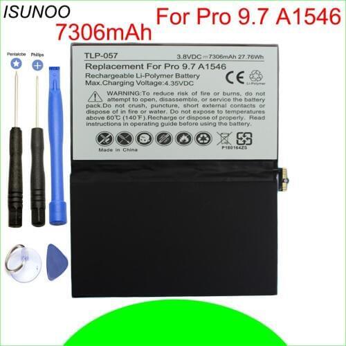 ISUNOO 100% Brand New capacity 7306mAh A1664 Replacement Battery For ipad pro 9.7 inch A1673 A1674 A1675 0 Cycly With Tools