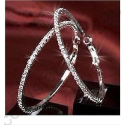 24Hours Fast Shipping Austrian Crystal Clear Stone Hoop Circle Earring 60MM Fashion Jewelry