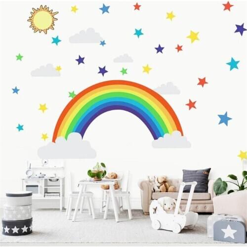Colorful rainbow stars wall sticker for kids room bedroom living room wall decoration Modern Art Mural