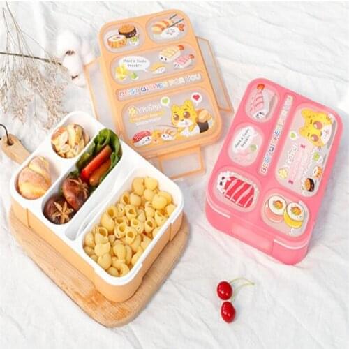 Creative 1000ml Children Lunch Box Microwave Multiple Grids Food Storage Leakproof Kids Bento Box Food Container Lunch Holder