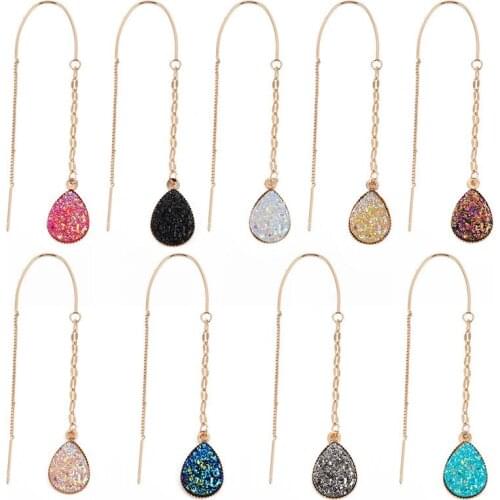 2021 hot sale fashion retro colorful long pendant earrings women Tassel long creative drop earrings