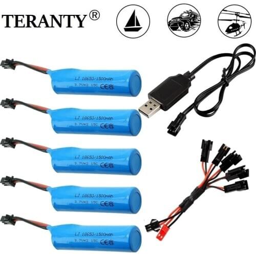 3.7V 1500mAh 18650 Li-ion Battery + charger for Q85 Q70 RC helicopter Airplanes car Boat Gun Toy Parts 3.7v battery SM plug