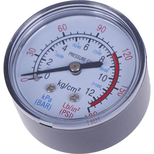 New Plastic Shell Bar Air Pressure Gauge 13mm 1/4 Bsp Thread 0 ~ 180 PSI 0 ~ 12Bar Double Scale For Air Compressor