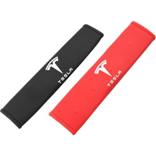 Car Seat belt cover for Tesla Model 3 S X Y logo Shoulder Sefety Leather cover Child Protection Pads belts Case Car Accessories