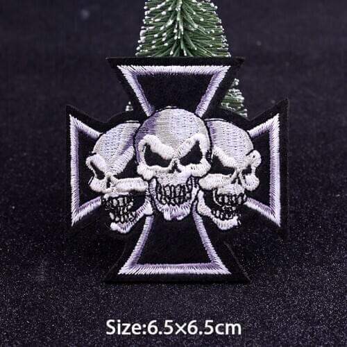 Skull Punk Patch Biker Iron On Patches For Clothing Embroidered Patches On Clothes Letter Stickers Patch Clothes Badges Applique