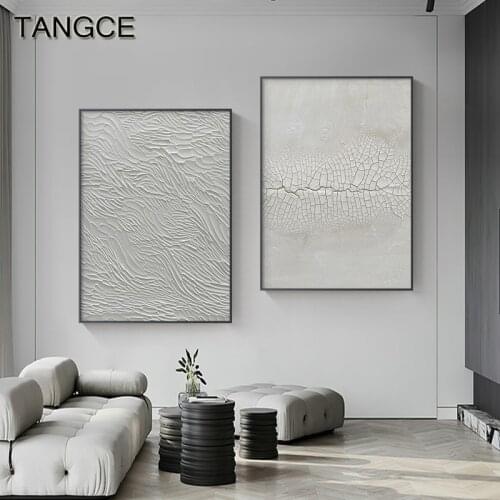 Nordic White Geometry Texture Wall Art Canvas Posters Paintings Prints Abstract Gray Pictures for Living Room Minimalism Decor