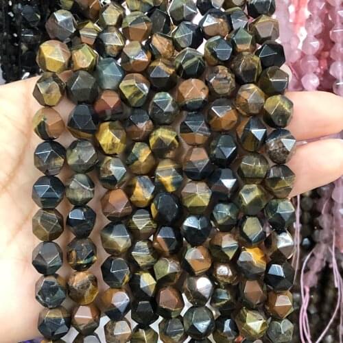 Natural Faceted Multicolor Yellow Tiger Eye Loose Beads For Jewelry Making DIY Charms Bracelet Accessories Pick Size 6 8 10mm