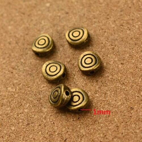 Wholesale 45 pcs round small hole bead Antique bronze Pendant Alloy DIY Fashion charm Bracelet Necklace Jewelry Accessories