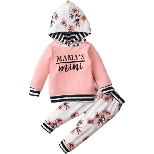 2021 Toddler Baby Girl Autumn Clothing Set Long Sleeve Hooded Top long Pants Outfit 2Pcs 0-4Years