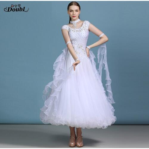 DOUBL Moden dress with short sleeves and shoulder covers for adults MY 819 national standard dance dress dress performance dress