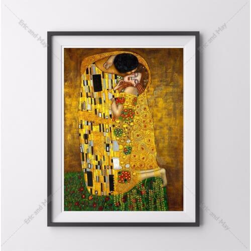 Gustav Klimt The Kiss Posters and Prints Canvas Art Painting Wall Pictures For Living Room Decoration Home Decor No Frame