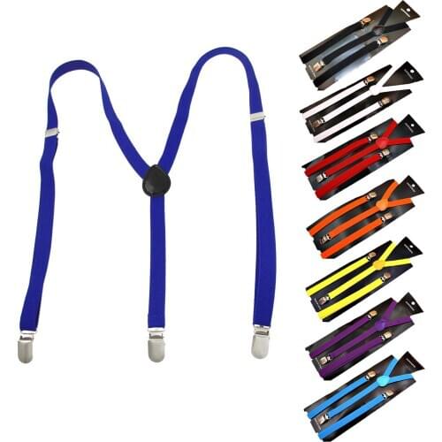 Adult Adjustable Metal Clamp Elastic Suspenders Braces