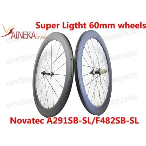 Roa bike carbon wheels 60mm Clincher carbon wheels Tubular carbon wheels tubuless carbon wheels with NOVATEC A291SB-SL/F482SB-SL