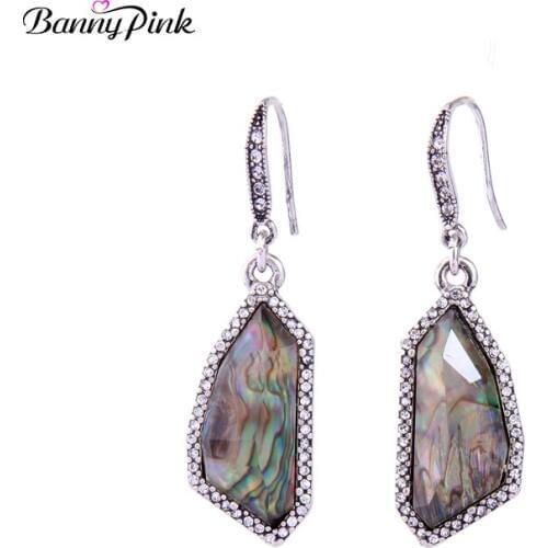 Banny Pink Vintage Epoxy Shell Resin Dangle Earrings For Women Chunky Geo Pendant Drop Earrings Fashion Jewelry Pendiente Bijoux