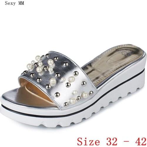 Slides Platform Sandals Women Shoes Summer Wedges Gladiator Sandals Woman High Heels Sandals Small Plus Size 32 33 - 40 41 42