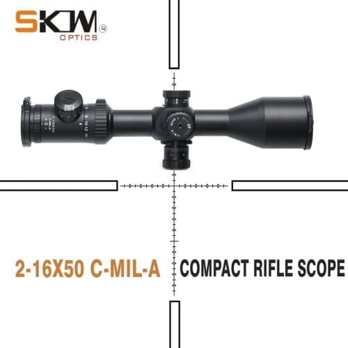Free Shipping SKWoptics 2-16x50 Side Focus compact rifle scope .308 .338 Illuminated Hunting Target MIL-dot reticle 30mm rings