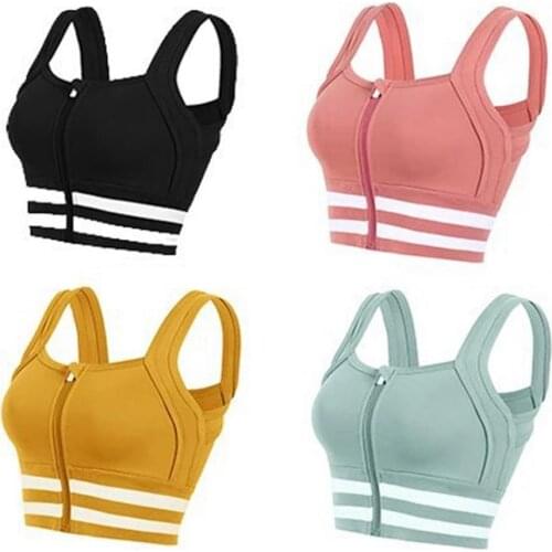 Sports Bra Breathable Non-slip Polyester Front Zipper Athletic Vest Sportswear Bra for Fitness Cloth