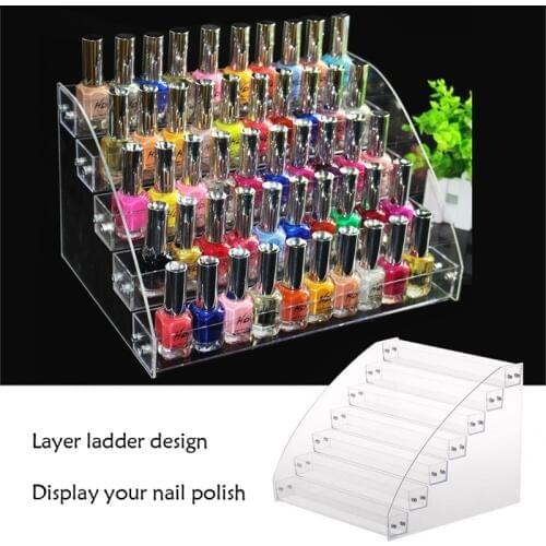 Nail Polish Rack Organizer for Cosmetics Acrylic Holder Transparent Makeup Storage Organizer Multi Layers Display Shelf Storage