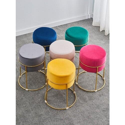 Circular Cloth Art Stool Chair Living Room Furniture Stool In Shoes Stool Wrought Iron Removable Kids Small Chair Pedicure