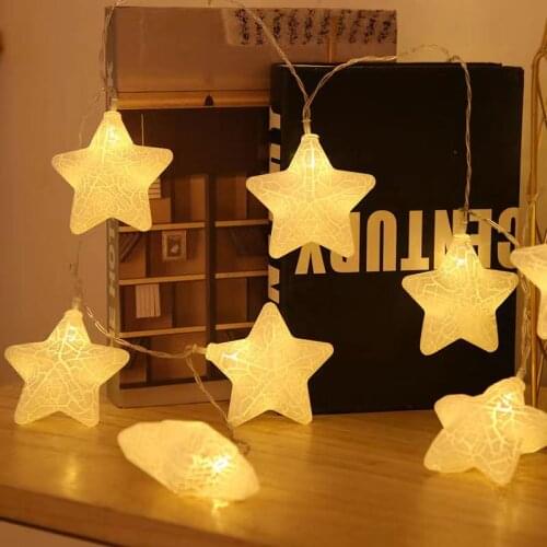 10/20 LED Usb Fairy Cracked Five-pointed Star String Lights for Lantern Christmas Garden Wedding Holiday Decoration 1.5/3M